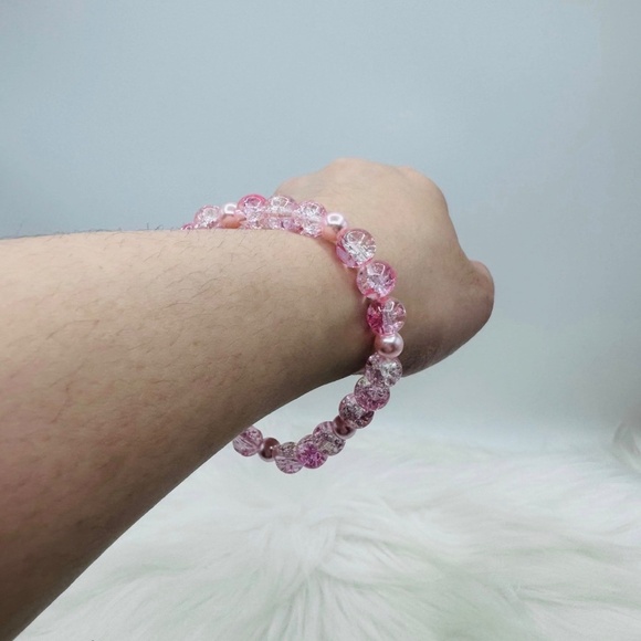 Gradient Glass Beaded Bracelet Style A Pink - Picture 4 of 6